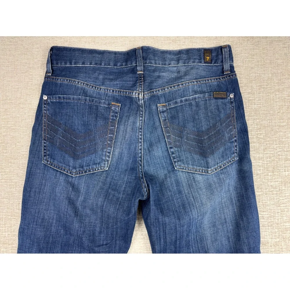 7 For All Mankind Mens 31x31 Standard Straight Leg Blue Cotton Button Fly Jeans